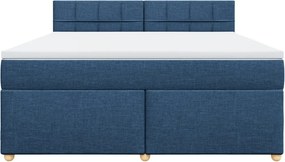 vidaXL Κρεβάτι Boxspring με Στρώμα Μπλε 180x200 εκ. Υφασμάτινο