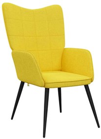 vidaXL Πολυθρόνα Relax Κίτρινη Μουσταρδί Υφασμάτινη με Σκαμπό