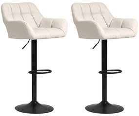 HOMCOM Σκαμπό μπαρ Σετ 2 τεμαχίων Ρετρό σχεδιασμός ρυθμιζόμενο ύψος δερματίνη όψη λινό Κρεμ + Μαύρο