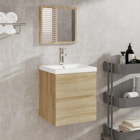 vidaXL Ντουλάπι Μπάνιου με Νιπτήρα και Καθρέφτη Sonoma Δρυς