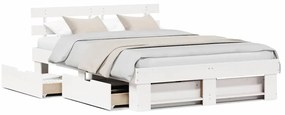 vidaXL Σκελετός Κρεβατιού Λευκό 150 x 200 cm Μασίφ ξύλο πεύκου