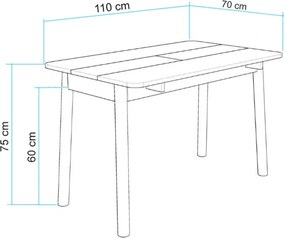 Τραπέζι Επεκτεινόμενο Δρυς VINA 110x70x75