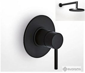 Eurorama TONDA Μίκτης εντοιχισμού 1 εξόδου &amp; Ανακλινόμενη κεφαλή Φ20εκ &amp; μπράτσο τοίχου 35εκ Black Matt