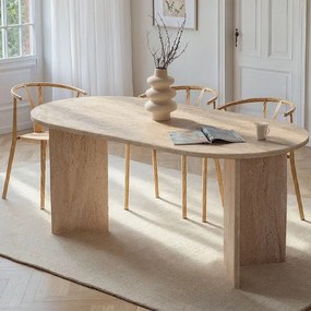 Megapap Τραπέζι Sablin Travertine 180x89,5x75εκ.