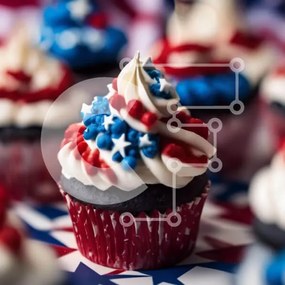 Intra Συλλεκτικό Ξύλινο Παζλ Plywood  4mm - Γιορτή Cupcakes 4 Ιουλίου Σε Ξύλινο Κουτί - Διαστάσεις: 10x10 cm – 25 κομμάτια