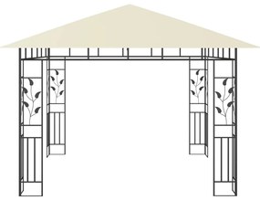 vidaXL Κιόσκι με Σήτα και Φωτάκια LED Κρεμ 3 x 3 x 2,73 μ.