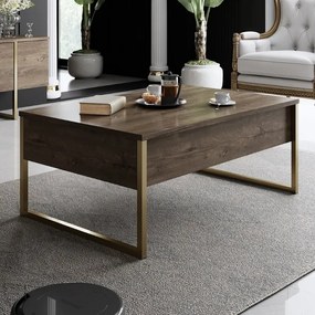 Τραπεζάκι σαλονιού Luxe χρώμα καρυδί - χρυσό 90x60x40εκ.