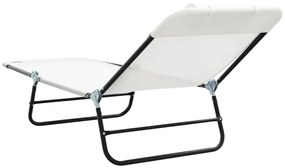vidaXL Πτυσσόμενη ξαπλώστρα Κρεμ 182 x 55 x 85,5 εκ Textilene