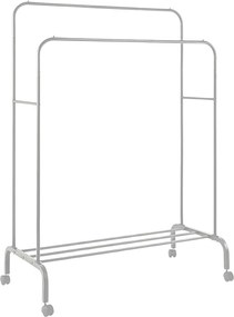 Διπλή Tροχήλατη Κρεμάστρα Δαπέδου 110x55x150cm με 1 Ράφι - Άσπρο