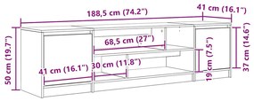 Έπιπλο Τηλεόρασης Δρυς τεχνίτης 188,5x41x50 εκ. Επεξ. Ξύλο - Καφέ