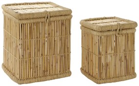 Σετ καλαθιών DKD Home Decor Φυσικό Bamboo Σχοινί (2 Τεμάχια)