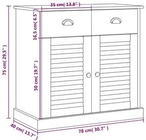 Ντουλάπι με Συρτάρια VIGO Λευκό 78x40x75 εκ. Μασίφ Ξύλο Πεύκου - Λευκό