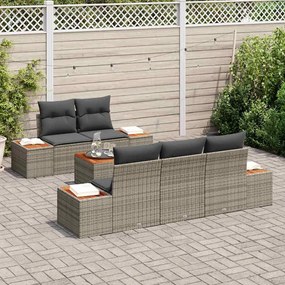 vidaXL Σετ Καναπέ Κήπου με μαξιλάρι 6 pcs Γκρι Πολυ ράταν