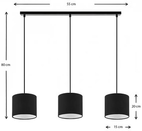 Φωτιστικό οροφής Morris Megapap E27 υφασμάτινο τρίφωτο χρώμα μαύρο 55x15x70εκ.
