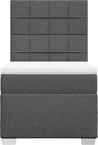 vidaXL Κρεβάτι Boxspring με Στρώμα Σκούρο Γκρι 100x200 εκ. Υφασμάτινο