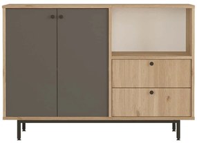 Ντουλάπι 956LCS3566 120x35,5x85cm Oak-Anthracite Μοριοσανίδα, Μέταλλο