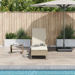 vidaXL Ξαπλώστρα Μπεζ και κρεμ Ρατάν PE 157 x 55 x 92 εκ. Πτυσσόμενη