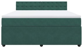 vidaXL Κρεβάτι Boxspring με Στρώμα Σκούρο Πράσινο 180x200εκ. Βελούδινο