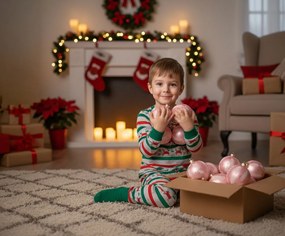 Γυάλινο στολίδι Glittery-Roz