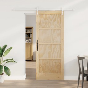 vidaXL Συρόμενη Πόρτα με Σετ Εξαρτημάτων 83x202 εκ Μασίφ Ξύλο Πεύκου