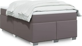 vidaXL Κρεβάτι Boxspring με Στρώμα Γκρι 120x200εκ. από Συνθετικό Δέρμα