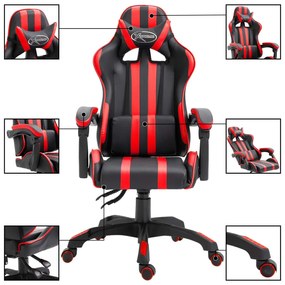 Καρέκλα Gaming Κόκκινη από Συνθετικό Δέρμα - Κόκκινο
