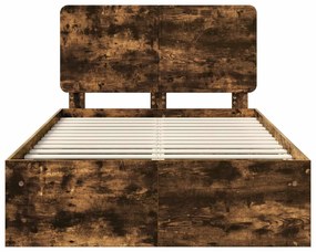 vidaXL Σκελετός Κρεβατιού με κεφαλάρι Καπνιστό Δρύς 120 x 190 cm