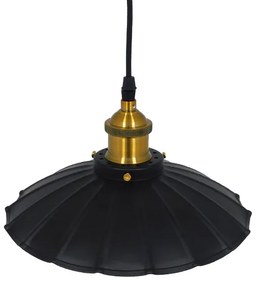 GloboStar® BONET 10001166 Vintage Industrial Κρεμαστό Φωτιστικό Οροφής Μονόφωτο 1 x E27 Μαύρο Μεταλλικό Καμπάνα Φ25 x Y15cm