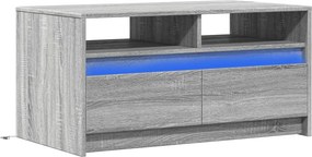 vidaXL Τραπεζάκι Σαλονιού με Φώτα LED Γκρι Sonoma Επεξ. Ξύλο