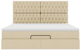 vidaXL Οθωμανικό κρεβάτι με στρώμα Cream 180x200cm ύφασμα