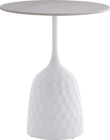 Βοηθητικό τραπέζι Kousien Inart λευκό sintered stone Φ50x60εκ