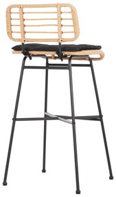 Σκαμπό Μπαρ ALLEGRA C5708.11 Μεταλλικό Ψηλό με Μπεζ Wicker &amp; Μαύρο Μαξιλάρι 48x49x99,5Υεκ. 48x49x99.5 εκ.
