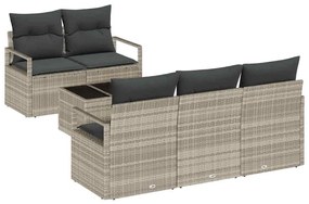 vidaXL Σετ Καναπέ Κήπου 6 pcs Ανοιχτό γκρι 55 x 55 x 37 εκ