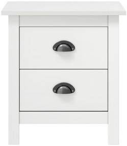 vidaXL Κομοδίνα Hill 2 Τεμ. Λευκά 46x35x49,5 εκ. από Μασίφ Ξύλο Πεύκου