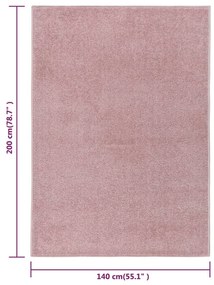 Χαλί Κοντό Πέλος Ροζ 140 x 200 εκ. - Ροζ