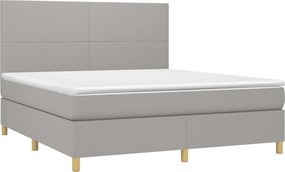 vidaXL Κρεβάτι Boxspring με Στρώμα &amp; LED Αν.Γκρι 180x200εκ. Υφασμάτινο