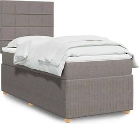 vidaXL Κρεβάτι Boxspring με Στρώμα Taupe 90x200 εκ. Υφασμάτινο