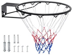 VEVOR Basketball Rim, Wall Door Mounted Basketball Hoop, Heavy Duty Q235 Basketball Flex Rim Goal Replacement with Net and Double Spring, Standard 18" Indoor Outdoor Hanging Hoop for Kids Adults