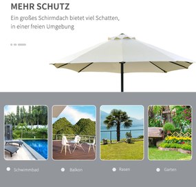 Outsunny Ομπρέλα Ηλίου Οβάλ Κρεμ Λευκό 440 x 256 cm