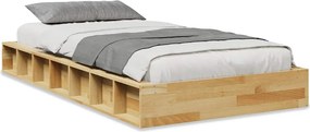 Πλαίσιο κρεβατιού vidaXL χωρίς στρώμα 75x190 cm μασίφ ξύλο δρυς