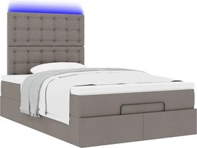 vidaXL Οθωμανικό κρεβάτι με στρώμα &amp; LEDs Taupe 120x190cm ύφασμα