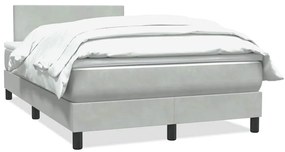 Κρεβάτι Boxspring με Στρώμα Ανοιχτό Γκρι 120x210 εκ. Βελούδινο - Γκρι