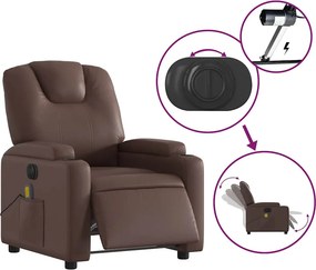 vidaXL Πολυθρόνα Μασάζ Ηλεκτρική Ανακλινόμενη Καφέ από Συνθετικό Δέρμα