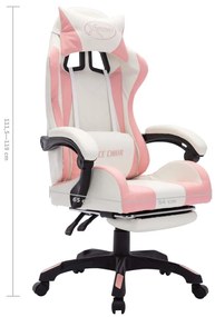 Καρέκλα Racing με Φωτισμό RGB LED Ροζ/Λευκό Συνθετικό Δέρμα - Πολύχρωμο