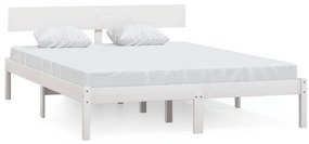 vidaXL Πλαίσιο Κρεβατιού Λευκό 150 x 200εκ Μασίφ Ξύλο Πεύκου King Size
