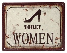 Διακοσμητική Ταμπέλα Toilet Women LOG201 Κόκκινο-Μπεζ 20X25Cm Espiel Μέταλλο