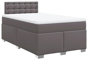 vidaXL Κρεβάτι Boxspring με Στρώμα Γκρι 120x200εκ. από Συνθετικό Δέρμα