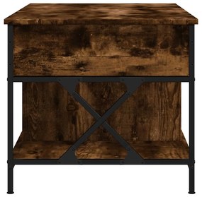 vidaXL Τραπεζάκι Σαλονιού Καπνιστή Δρυς 100x55x50 εκ. Επ. Ξύλο/Μέταλλο