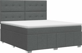 vidaXL Κρεβάτι box spring με στρώμα Σκούρο Γκρι 140 x 200 cm Ύφασμα