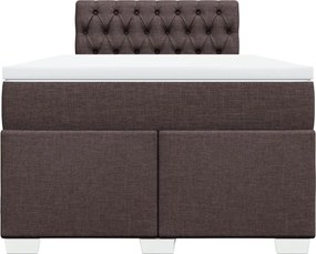 vidaXL Κρεβάτι Boxspring με Στρώμα Σκούρο Καφέ 120x200 εκ. Υφασμάτινο